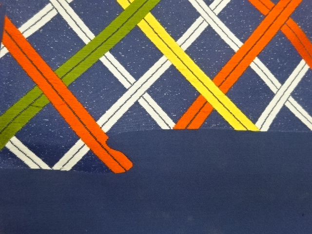  幾何学模様織出し名古屋帯